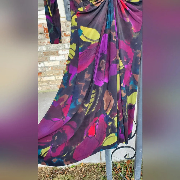 Kim Rogers Womens Size 8 Watercolor Floral Knot-Front Dress Midi - Picture 3 of 7